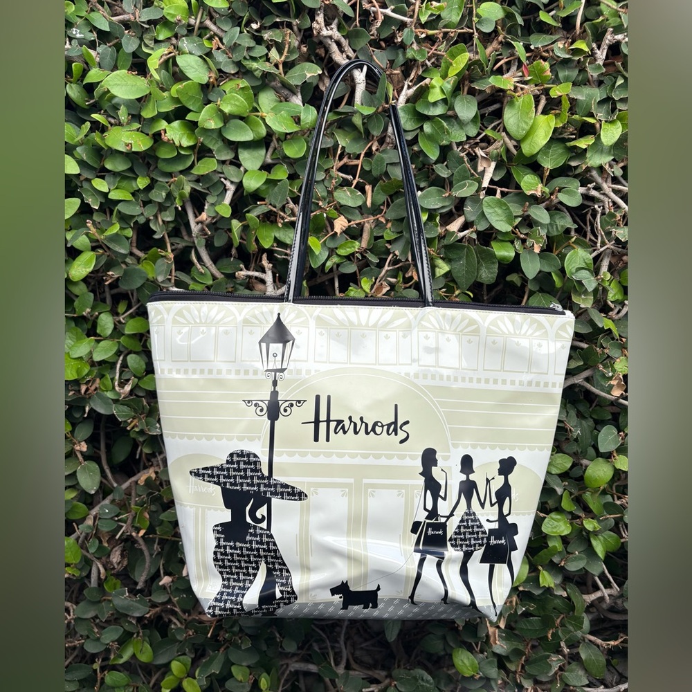 Harrods Knightsbridge Large Shoulder Zip Top Tote Bag Shopper 🤍🩶🖤